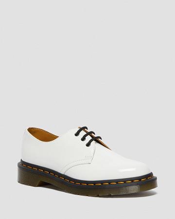 White Women's Dr Martens 1461 Patent Leather Oxfords Shoes | CA 362GSO